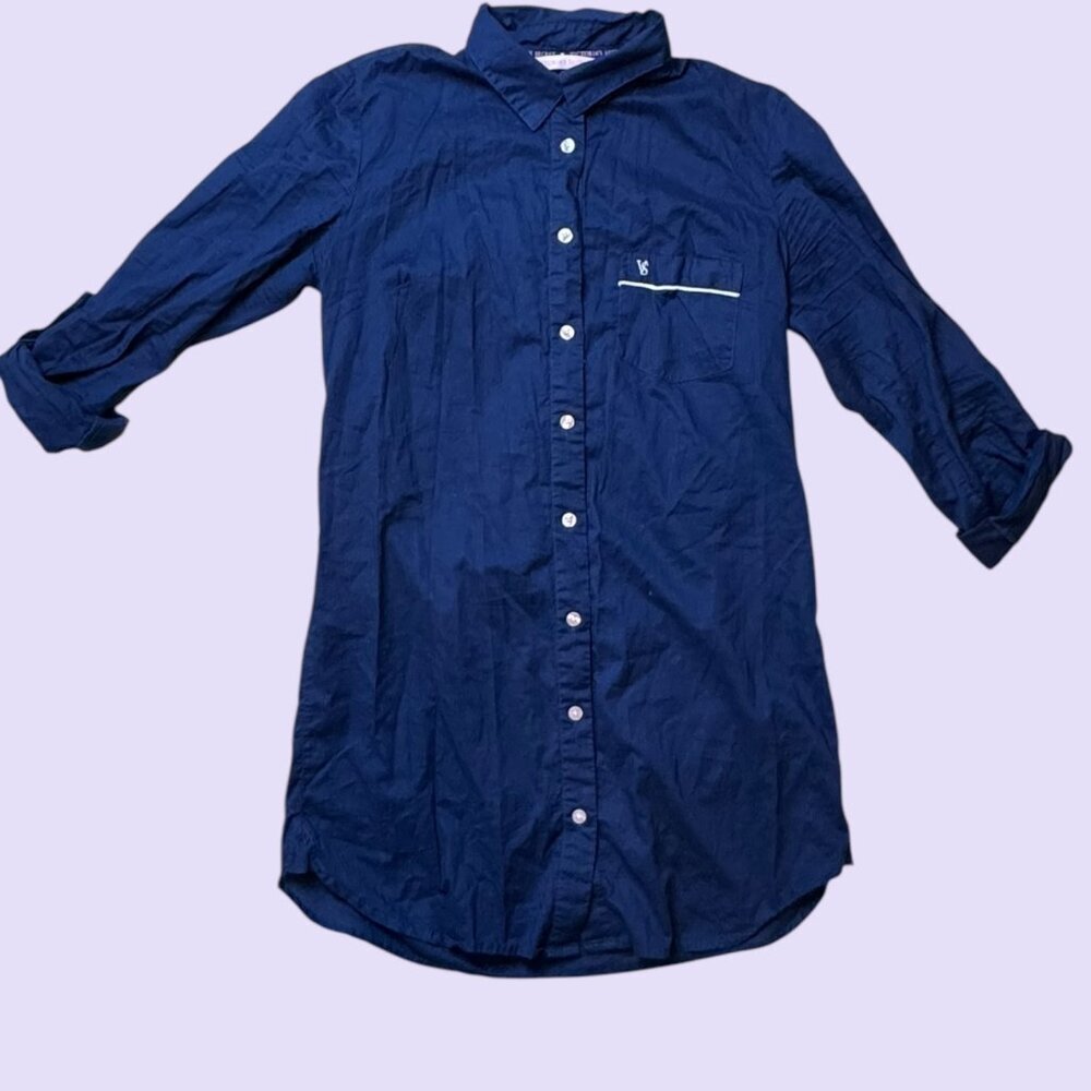 Victoria's Secret Navy w/ White Piping Pajama Shirt Size XS
